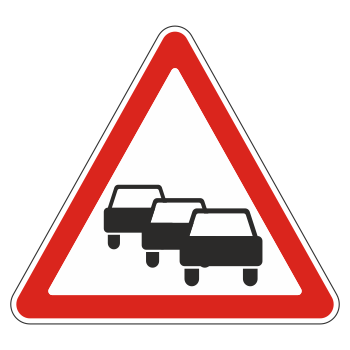 Дорожный знак 1.32 «Затор» (металл 0,8 мм, II типоразмер: сторона 900 мм, С/О пленка: тип Б высокоинтенсивная)