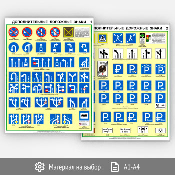 Плакаты «Дополнительные дорожные знаки» (С-106, 2 листа)